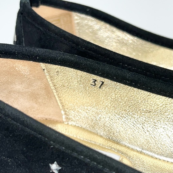 Jimmy Choo Willow Ballet Flat Black Suede Star Studded Size 37 - Picture 15 of 16